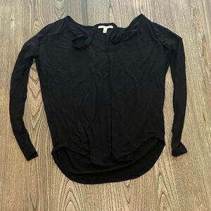Express One Eleven Womens Long Sleeve Top V-Neck Pullover Stretch Black Size S